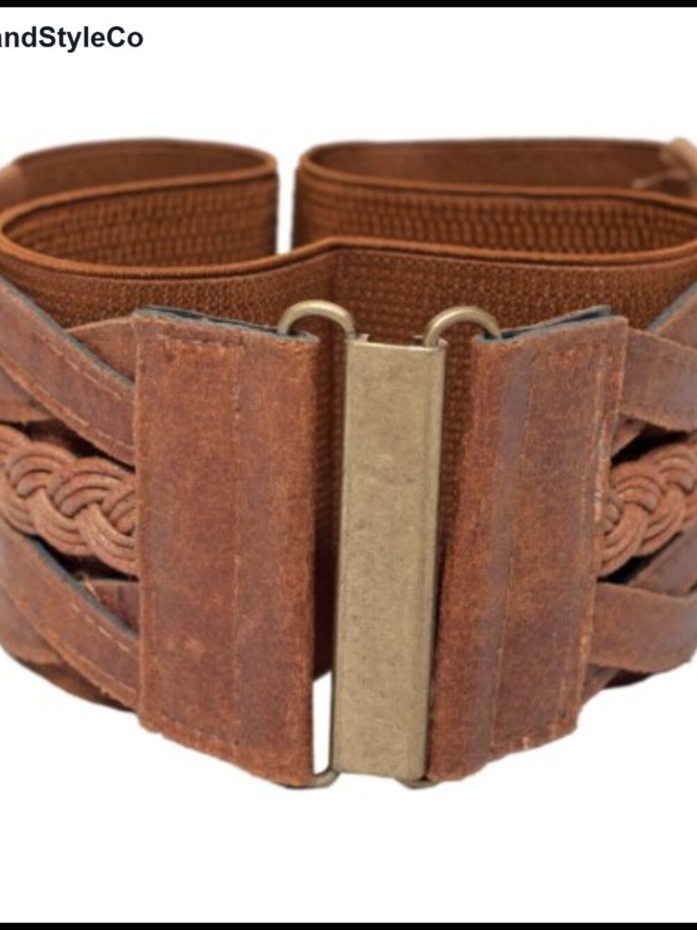 Braided Leatherette Stretchy Wide Waist Cinch Belt Plus Size